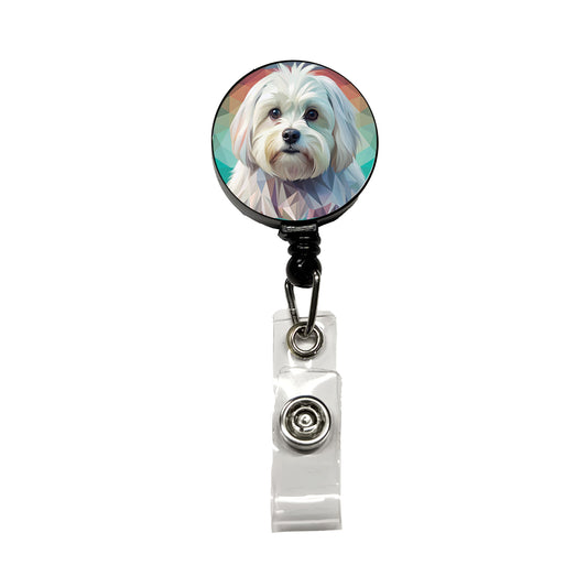 Maltese Dog Contemporary Art Retractable ID Key Card Name Tag Badge Holder with Clip