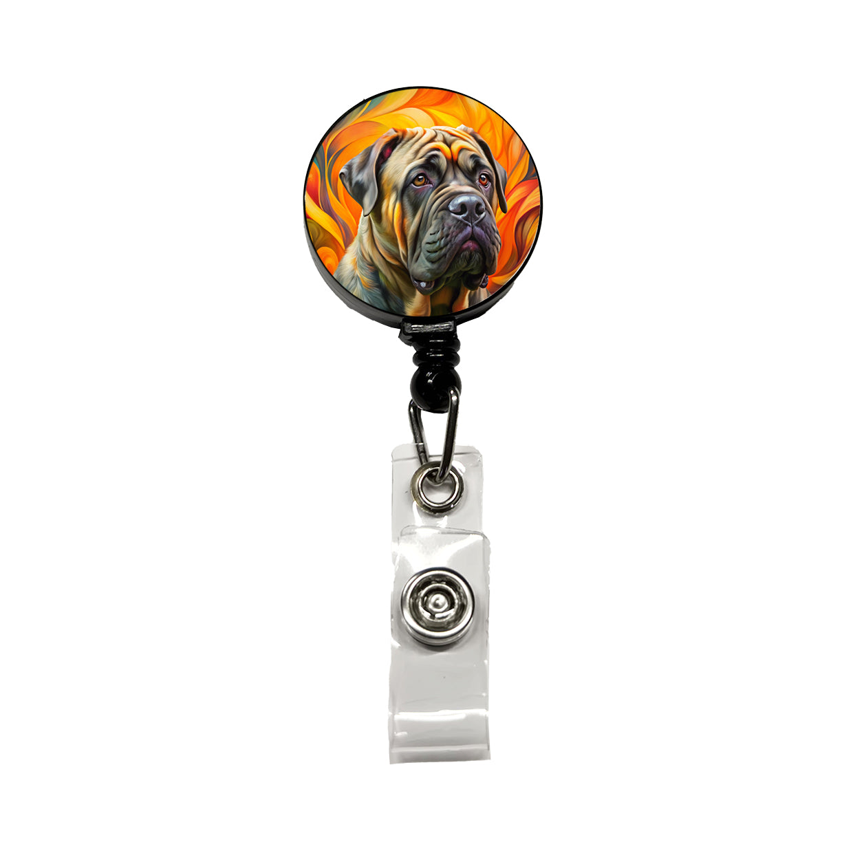 Mastiff Dog Abstract Art Retractable ID Key Card Name Tag Badge Holder with Clip