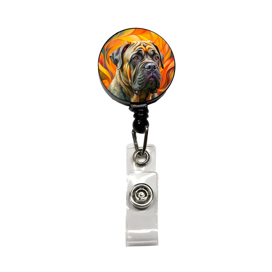 Mastiff Dog Abstract Art Retractable ID Key Card Name Tag Badge Holder with Clip