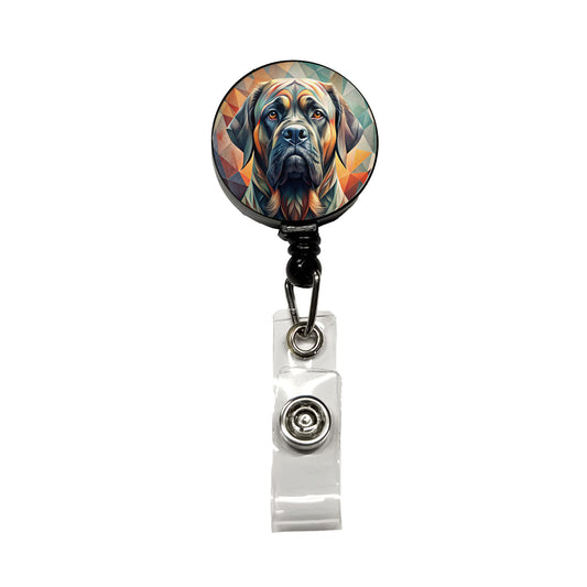 Mastiff Dog Abstract Stylized Art Retractable ID Key Card Name Tag Badge Holder with Clip