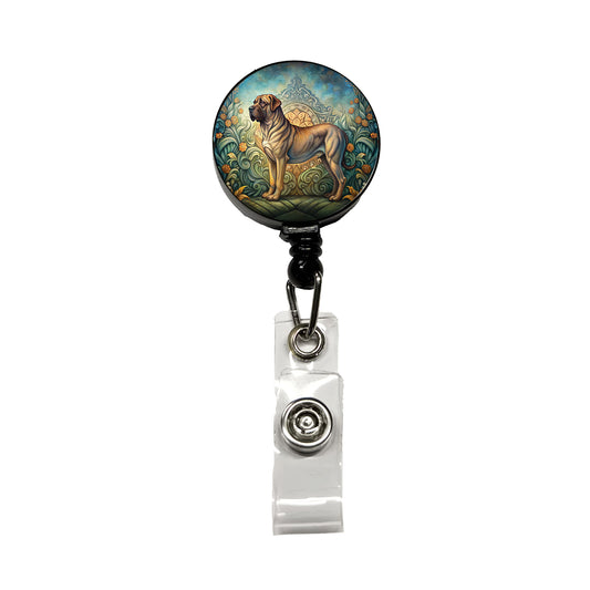 Mastiff Dog Art Nouveau Retractable ID Key Card Name Tag Badge Holder with Clip