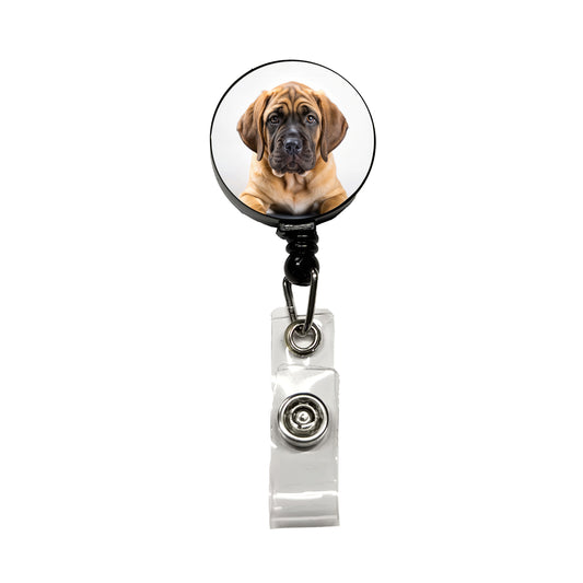 Mastiff Dog Puppy Photo Retractable ID Key Card Name Tag Badge Holder with Clip
