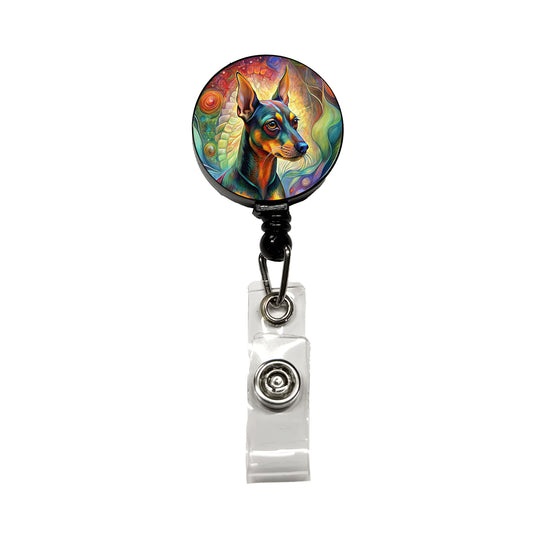 Miniature Pinscher Dog Abstract Art Retractable ID Key Card Name Tag Badge Holder with Clip