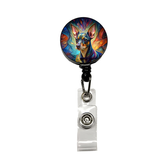 Miniature Pinscher Dog Abstract Stylized Art Retractable ID Key Card Name Tag Badge Holder with Clip