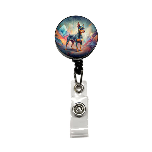 Miniature Pinscher Dog Contemporary Art Retractable ID Key Card Name Tag Badge Holder with Clip