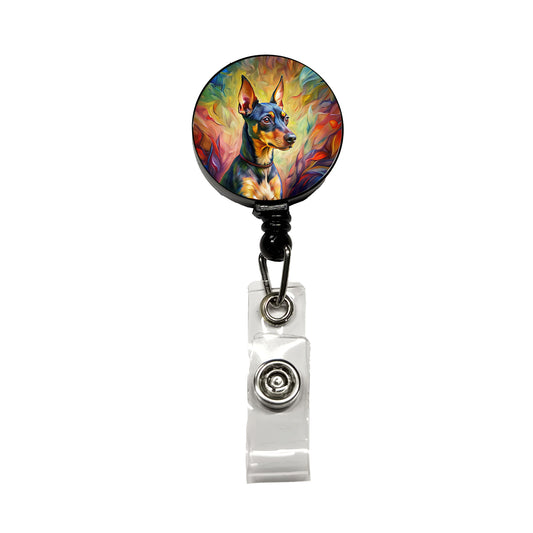 Miniature Pinscher Dog Expressionism Art Retractable ID Key Card Name Tag Badge Holder with Clip