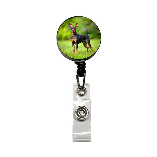 Miniature Pinscher Dog Photo Retractable ID Key Card Name Tag Badge Holder with Clip