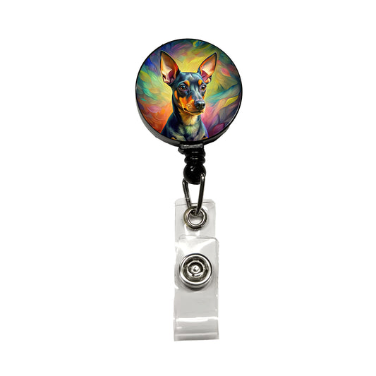 Miniature Pinscher Dog Pop Art Retractable ID Key Card Name Tag Badge Holder with Clip