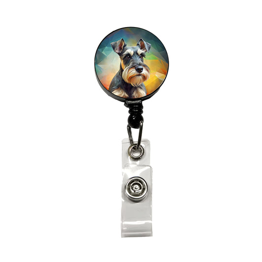 Miniature Schnauzer Dog Contemporary Art Retractable ID Key Card Name Tag Badge Holder with Clip