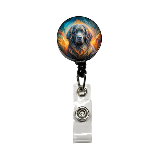 Newfoundland Dog Abstract Art Retractable ID Key Card Name Tag Badge Holder with Clip