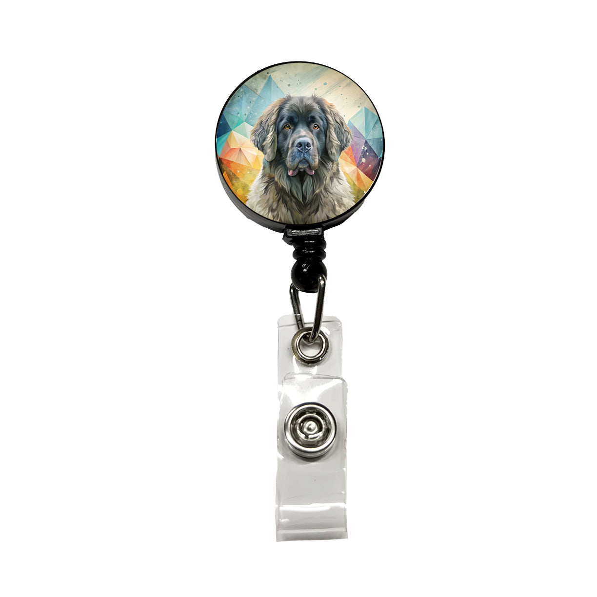 Newfoundland Dog Contemporary Art Retractable ID Key Card Name Tag Badge Holder with Clip