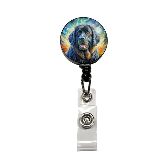 Newfoundland Dog Expressionism Art Retractable ID Key Card Name Tag Badge Holder with Clip