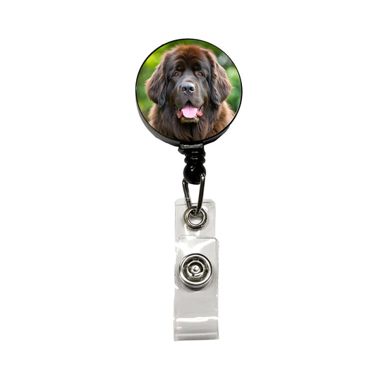 Newfoundland Dog Photo Retractable ID Key Card Name Tag Badge Holder with Clip