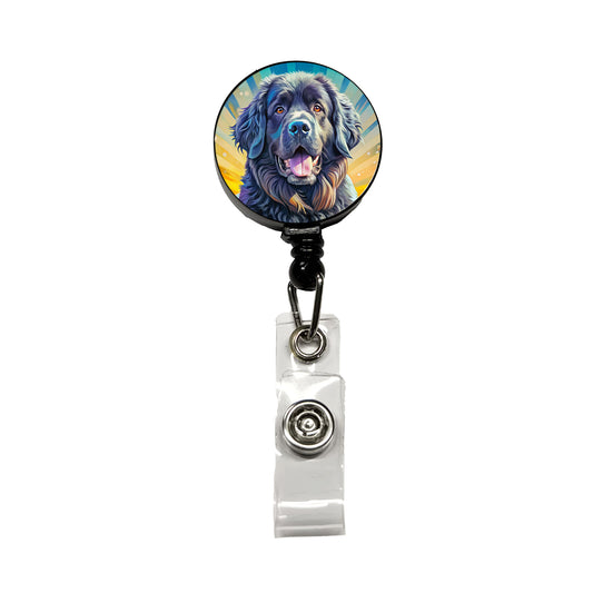 Newfoundland Dog Pop Art Retractable ID Key Card Name Tag Badge Holder with Clip