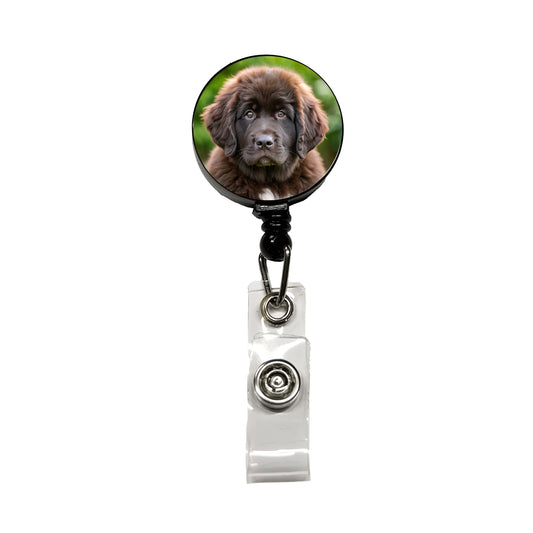 Newfoundland Dog Puppy Photo Retractable ID Key Card Name Tag Badge Holder with Clip