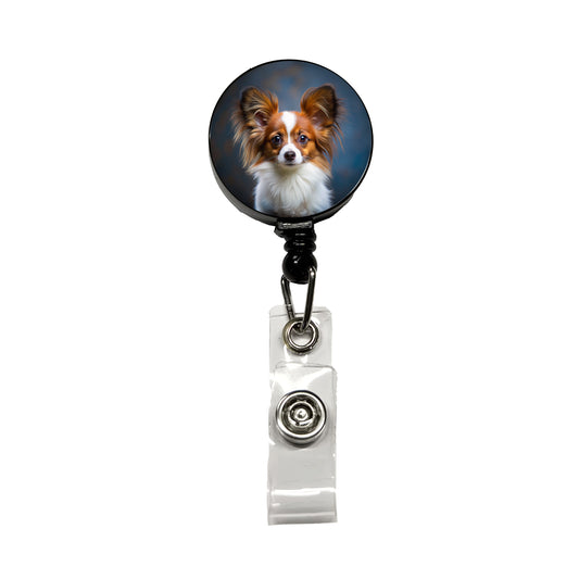 Papillion Dog Puppy Photo Retractable ID Key Card Name Tag Badge Holder with Clip