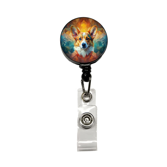 Pembroke Welsh Corgi Dog Abstract Art Retractable ID Key Card Name Tag Badge Holder with Clip