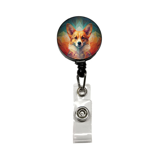 Pembroke Welsh Corgi Dog Abstract Stylized Art Retractable ID Key Card Name Tag Badge Holder with Clip