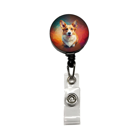 Pembroke Welsh Corgi Dog Contemporary Art Retractable ID Key Card Name Tag Badge Holder with Clip