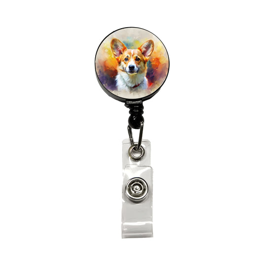 Pembroke Welsh Corgi Dog Expressionism Art Retractable ID Key Card Name Tag Badge Holder with Clip
