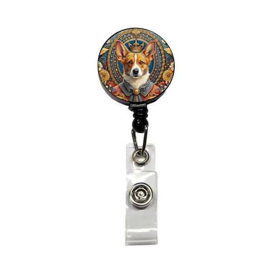 Pembroke Welsh Corgi Dog French Bohemian Art Retractable ID Key Card Name Tag Badge Holder with Clip