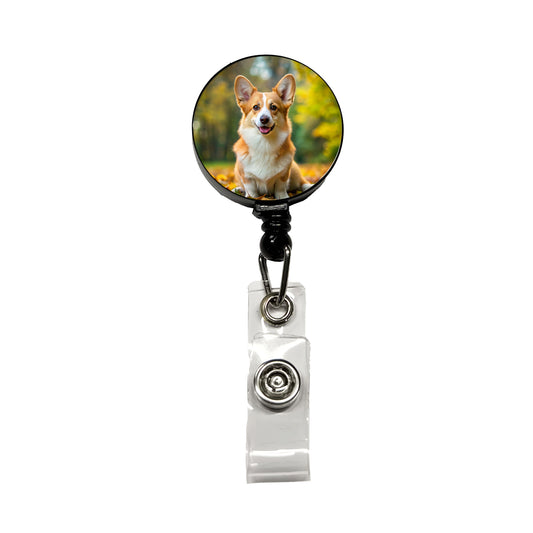 Pembroke Welsh Corgi Dog Photo Retractable ID Key Card Name Tag Badge Holder with Clip