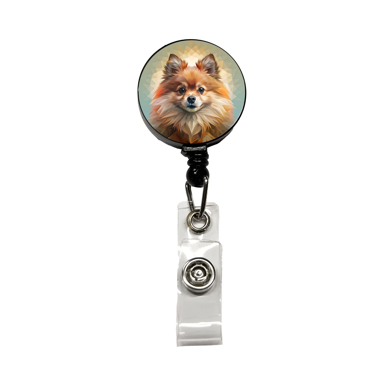 Pomeranian Dog Contemporary Art Retractable ID Key Card Name Tag Badge Holder with Clip