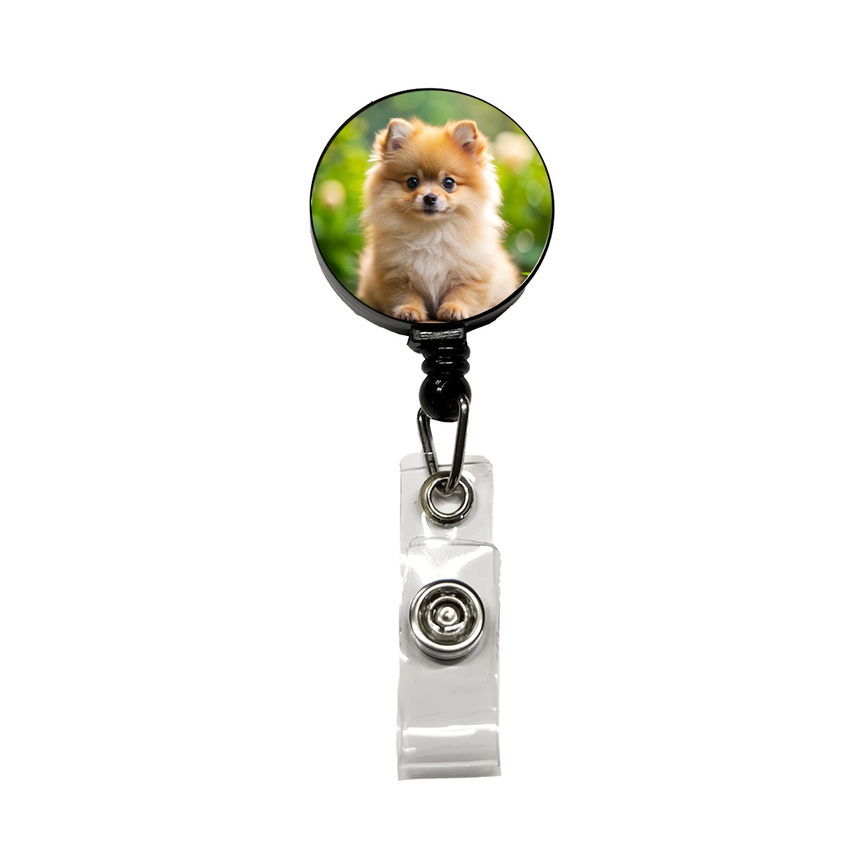 Pomeranian Dog Puppy Photo Retractable ID Key Card Name Tag Badge Holder with Clip