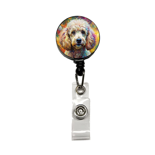 Poodle Dog Abstract Art Retractable ID Key Card Name Tag Badge Holder with Clip