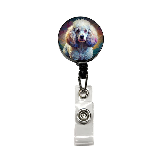 Poodle Dog Abstract Stylized Art Retractable ID Key Card Name Tag Badge Holder with Clip
