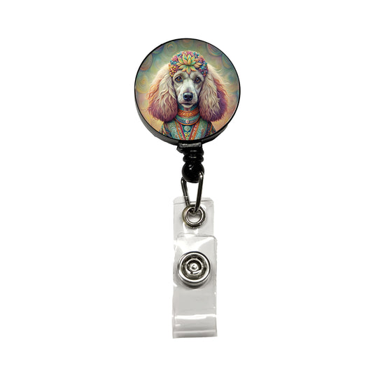 Poodle Dog Bohemian Art Retractable ID Key Card Name Tag Badge Holder with Clip