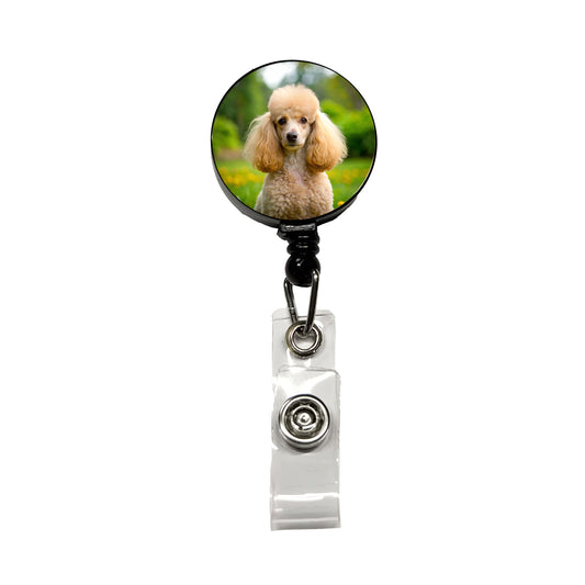 Poodle Dog Photo Retractable ID Key Card Name Tag Badge Holder with Clip