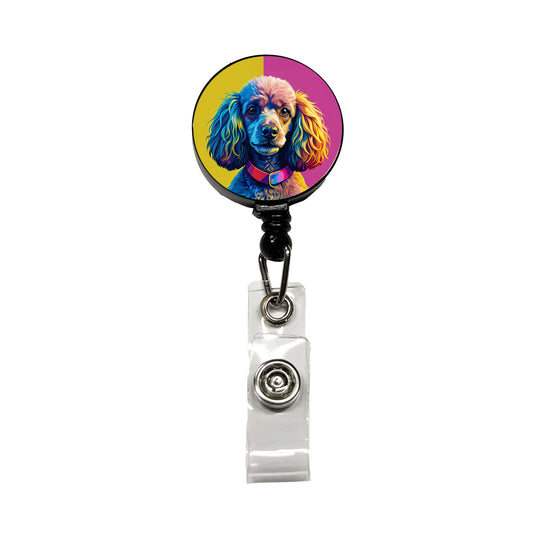 Poodle Dog Pop Art Retractable ID Key Card Name Tag Badge Holder with Clip