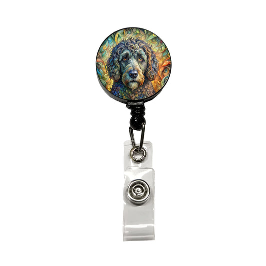 Portuguese Water Dog Abstract Art Retractable ID Key Card Name Tag Badge Holder with Clip