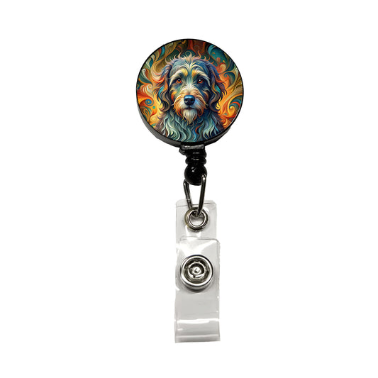 Portuguese Water Dog Abstract Stylized Art Retractable ID Key Card Name Tag Badge Holder with Clip