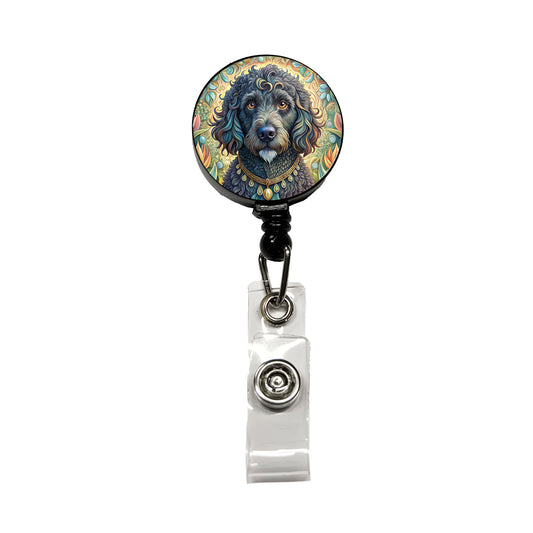 Portuguese Water Dog Art Nouveau Retractable ID Key Card Name Tag Badge Holder with Clip