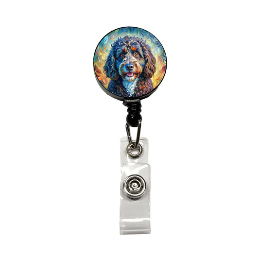 Portuguese Water Dog Expressionism Art Retractable ID Key Card Name Tag Badge Holder with Clip
