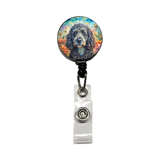 Portuguese Water Dog French Bohemian Art Retractable ID Key Card Name Tag Badge Holder with Clip