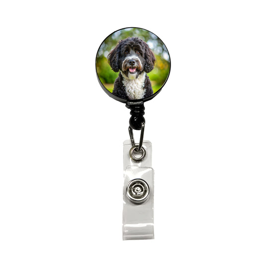 Portuguese Water Dog Photo Retractable ID Key Card Name Tag Badge Holder with Clip