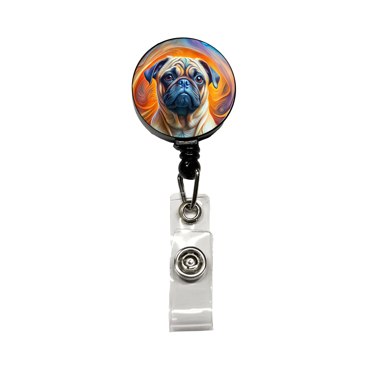 Pug Dog Abstract Art Retractable ID Key Card Name Tag Badge Holder with Clip