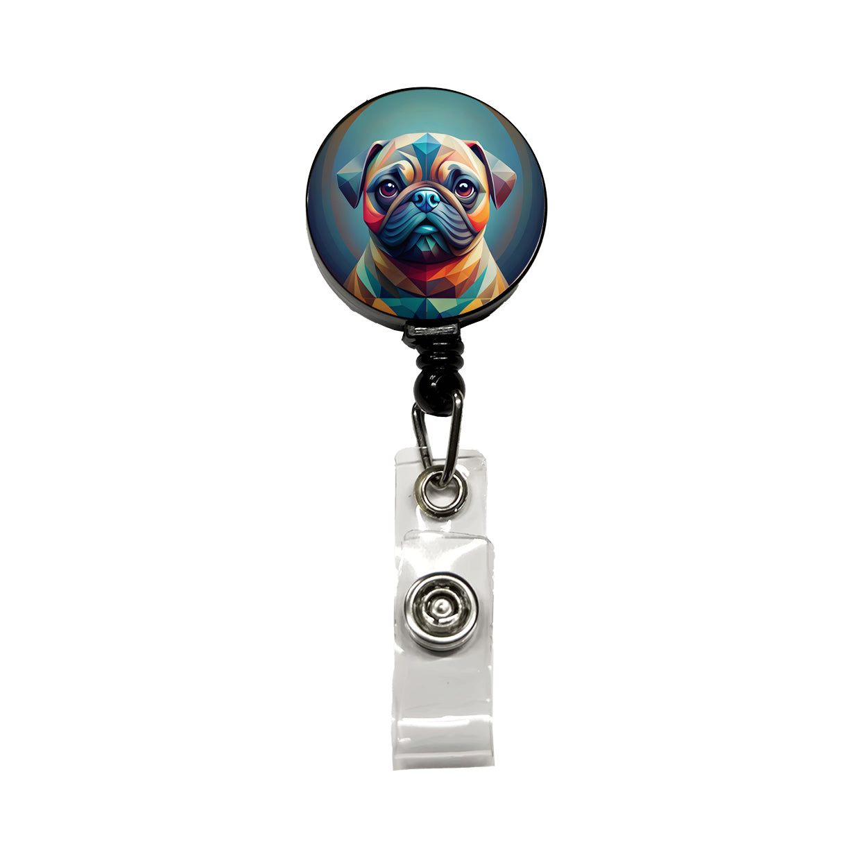 Pug Dog Abstract Stylized Art Retractable ID Key Card Name Tag Badge Holder with Clip