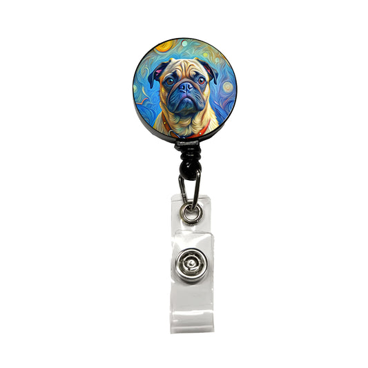 Pug Dog Expressionism Art Retractable ID Key Card Name Tag Badge Holder with Clip
