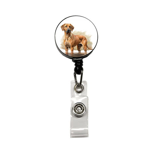 Rhodesian Ridgeback Dog Illustration Retractable ID Key Card Name Tag Badge Holder with Clip