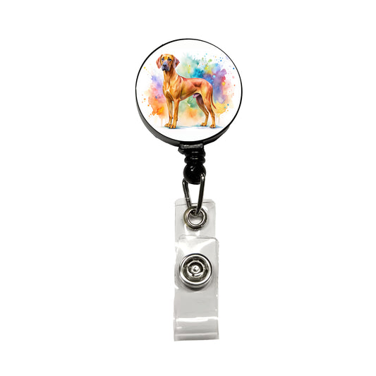 Rhodesian Ridgeback Dog Watercolor Style Retractable ID Key Card Name Tag Badge Holder with Clip