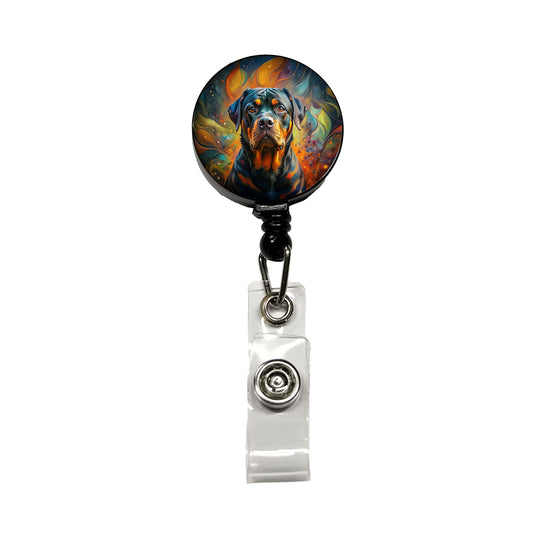 Rottweiler Dog Abstract Art Retractable ID Key Card Name Tag Badge Holder with Clip