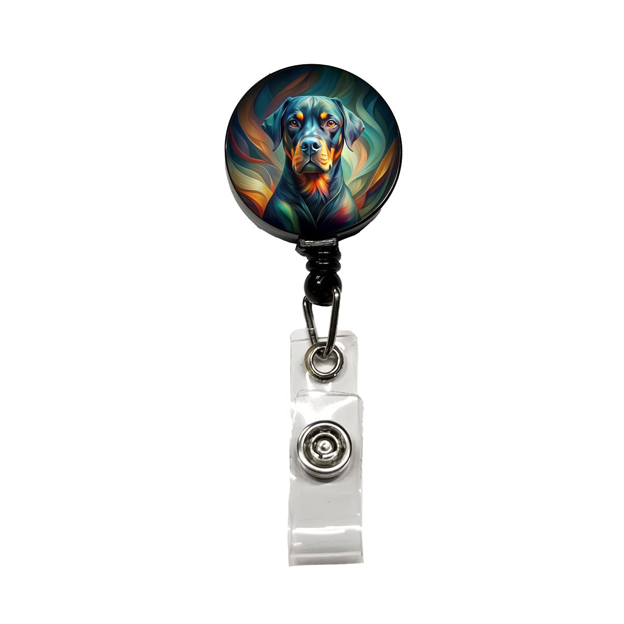 Rottweiler Dog Abstract Stylized Art Retractable ID Key Card Name Tag Badge Holder with Clip