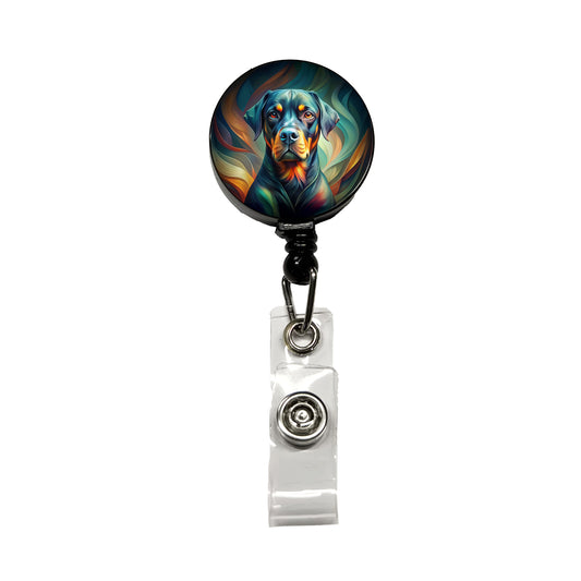 Rottweiler Dog Abstract Stylized Art Retractable ID Key Card Name Tag Badge Holder with Clip