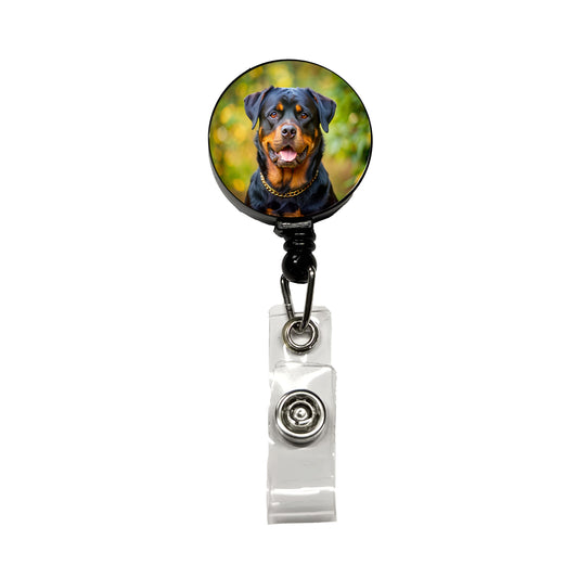 Rottweiler Dog Photo Retractable ID Key Card Name Tag Badge Holder with Clip