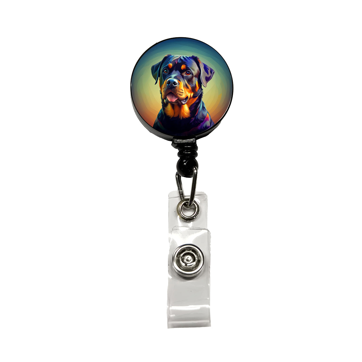 Rottweiler Dog Pop Art Retractable ID Key Card Name Tag Badge Holder with Clip