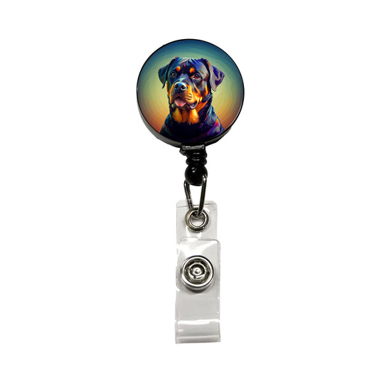 Rottweiler Dog Pop Art Retractable ID Key Card Name Tag Badge Holder with Clip